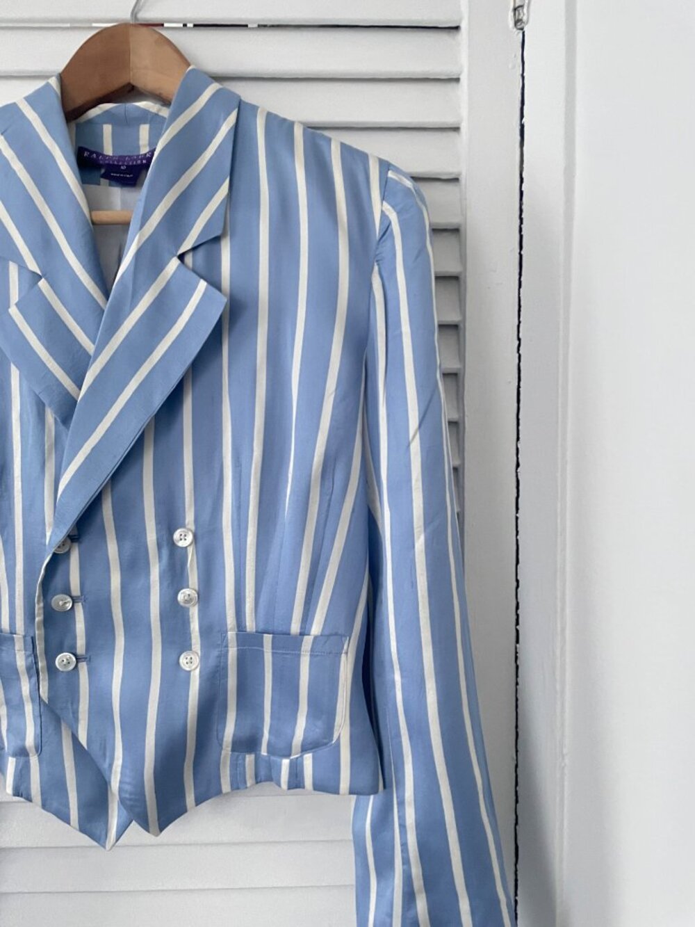 Ralph Lauren Purple Lable silk striped cropped blazer - Picture 3 of 9